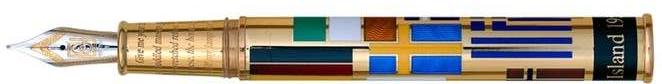Ellis Island  - David Oscarson Translucent Sapphire Blue Hard Enamel with Gold Vermeil Fountain Pen